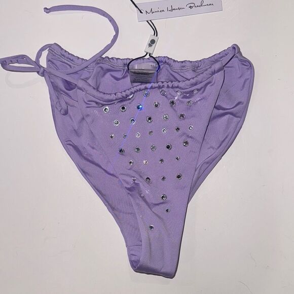 NWT Monica Hansen Rhinestone Lavender String Bikini Large Revolve - Picture 2 of 7